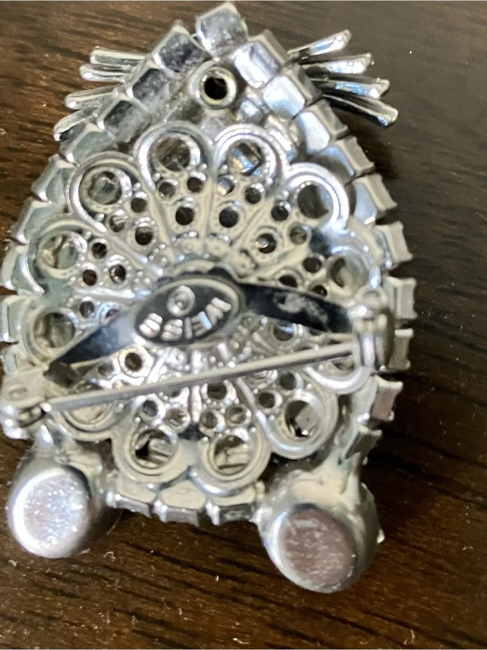 Weiss Whimsical Mouse Face Albert Weiss Sapphire Blue Crystal Owl Brooch Pin